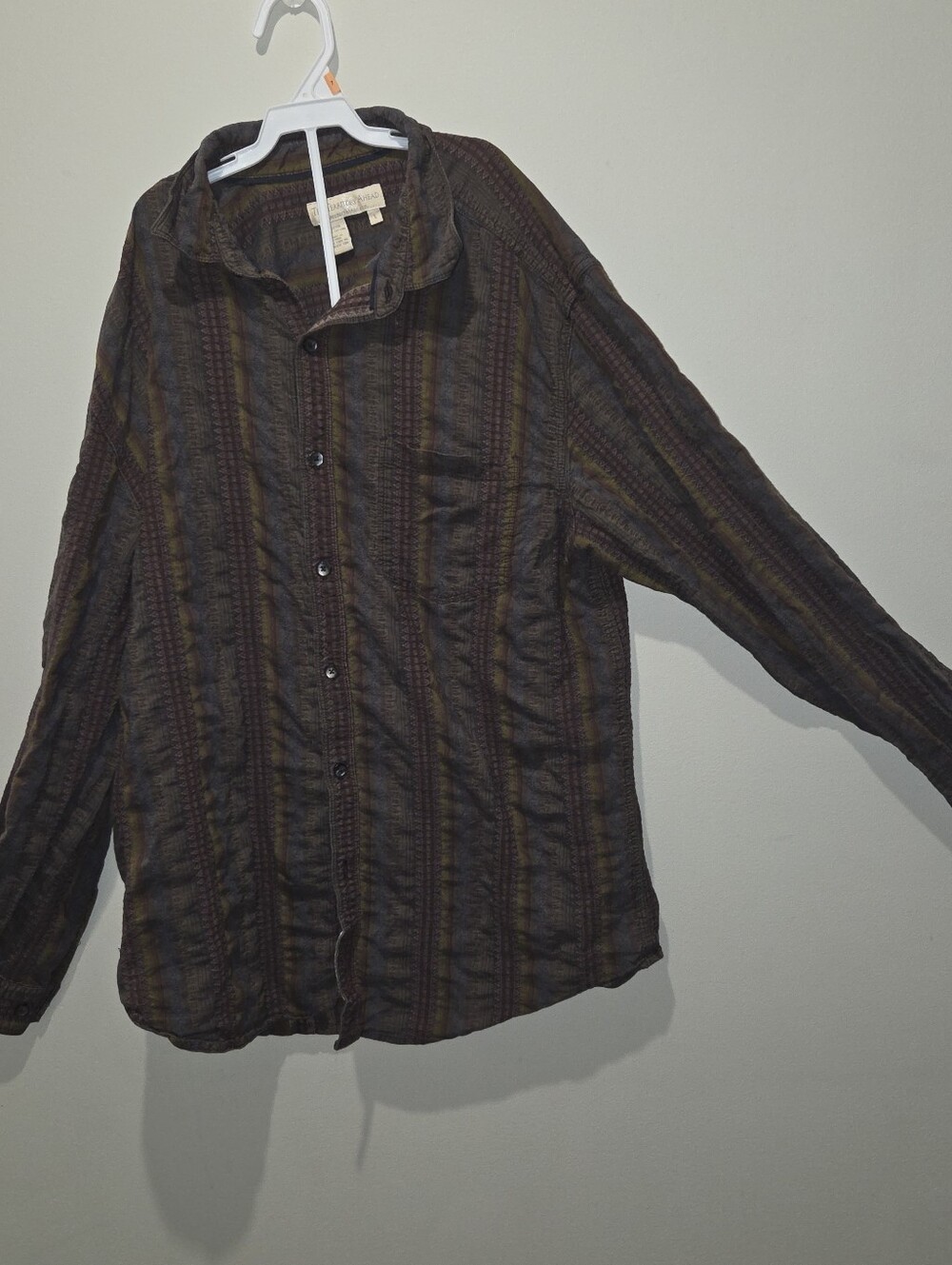 The Territory Ahead Brown and Olive Striped Casual Button-Down Shirt